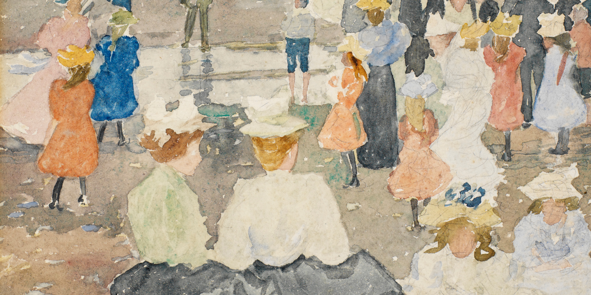 On the Beach painted by Maurice Brazil Prednergast