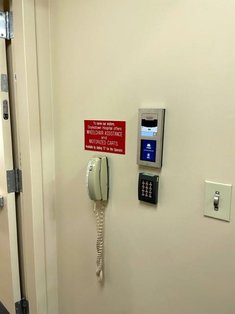 View of the intercom in the parking garage | Doylestown Health